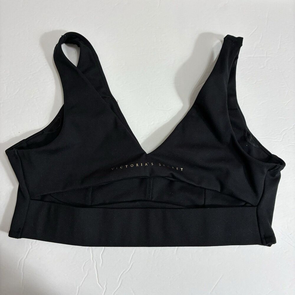 Victoria's Secret Black Sz L Sports Bra V-neck & Back Open Keyhole Back Padded - Picture 10 of 11